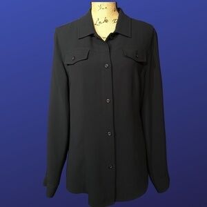 NEW YORK & COMPANY Pre-owned 100% Polyester Shirt/Jacket, NAVY BLUE*, Size Large